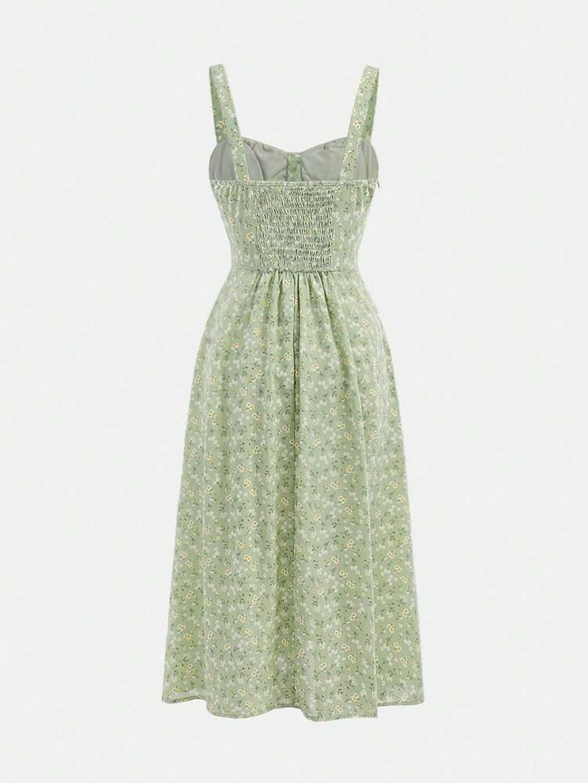 Girlism Teen Girl Ditsy Floral Print Tie Dress