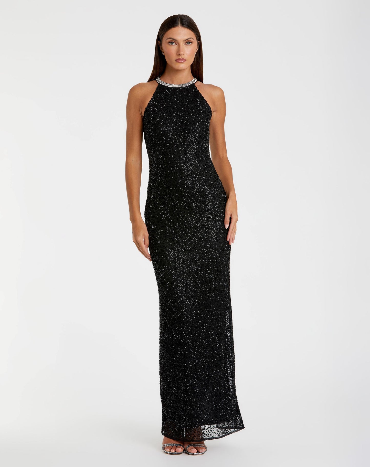Sleeveless High Neck Column Gown
