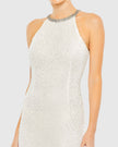 Glamorous White Sequin Halter Neck Gown