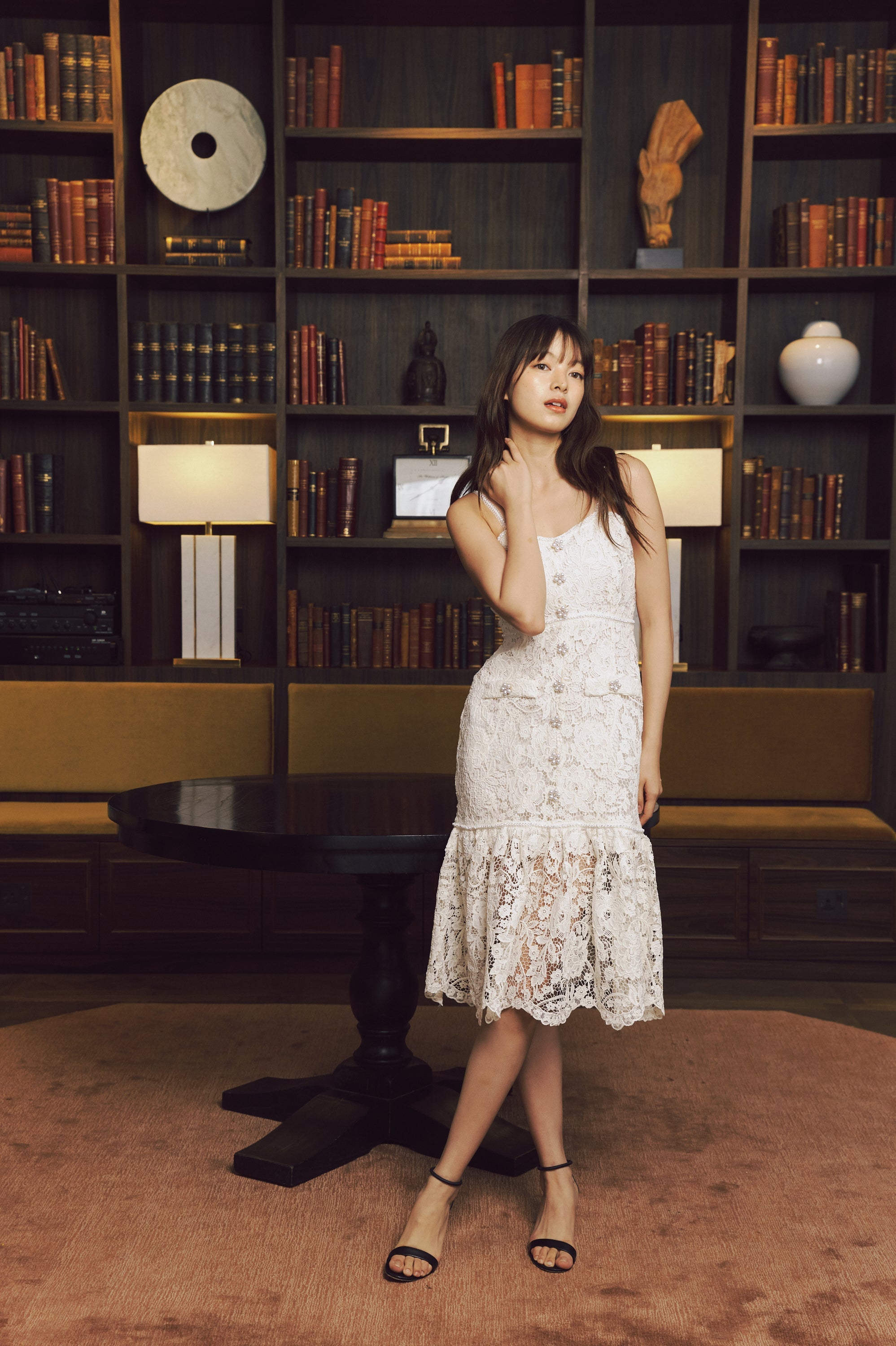 Thin Straps White Lace Maxi Dress