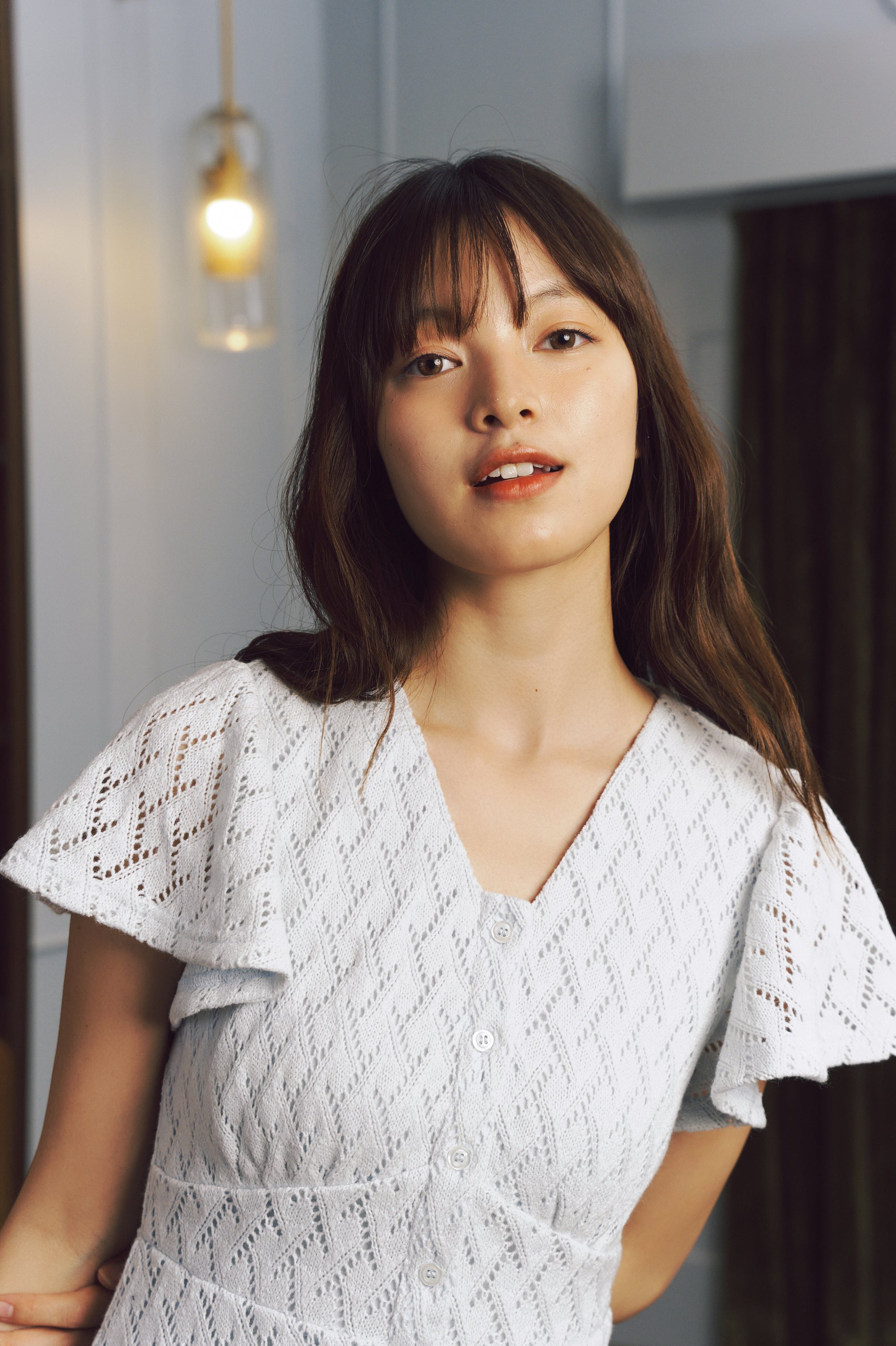 Chic White Geometric Knit Mini Dress