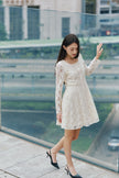 Women’s Beige Lace Floral Dress