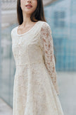 Women’s Beige Lace Floral Dress