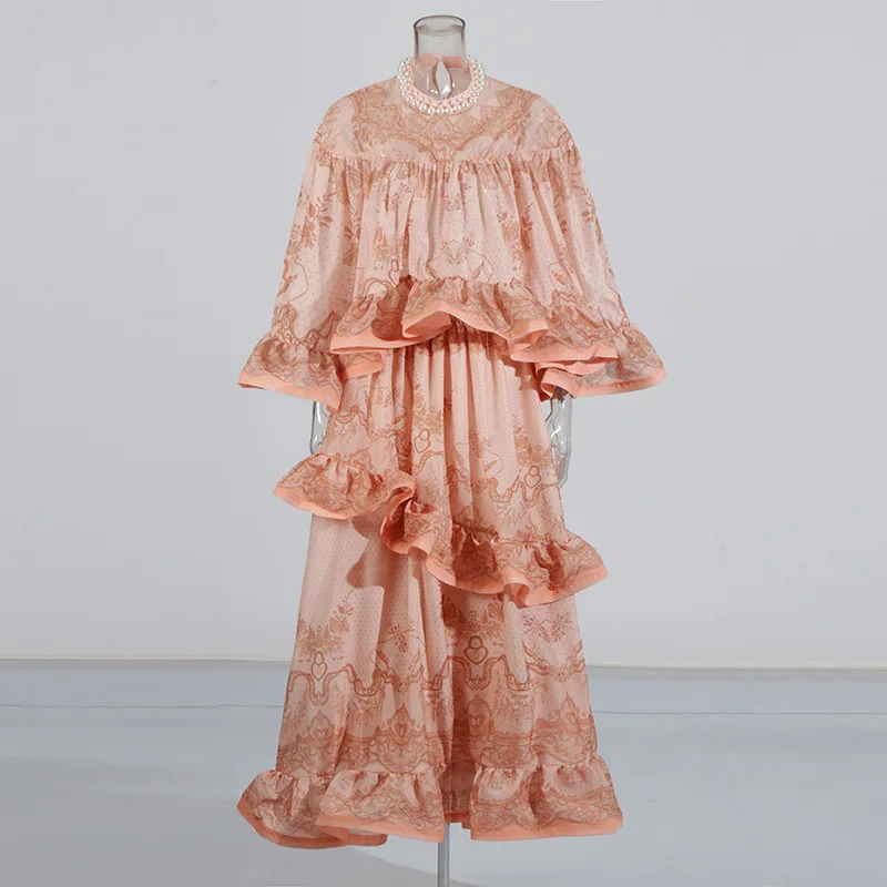 Vintage French Print Gentle Dress