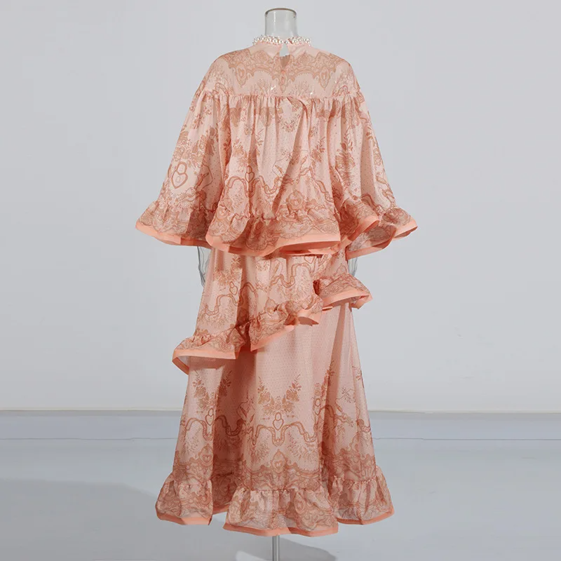 Vintage French Print Gentle Dress