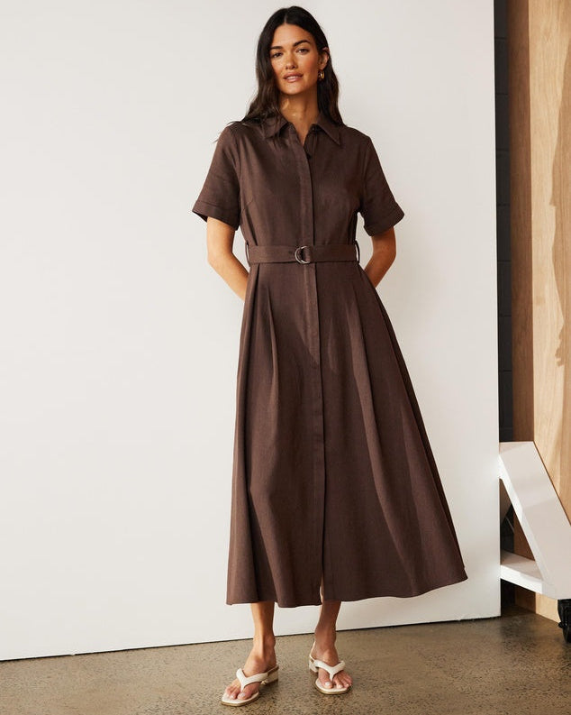 Cotton Twill Midi Dress